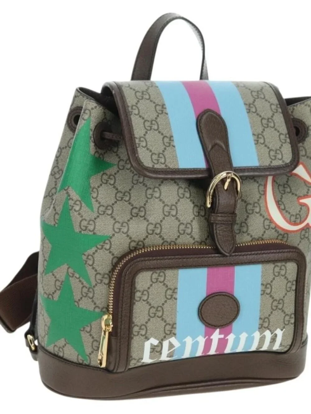 GUCCI GG Supreme Interlocking Backpack PVC Beige Gold 674147 Auth YKZ1279M